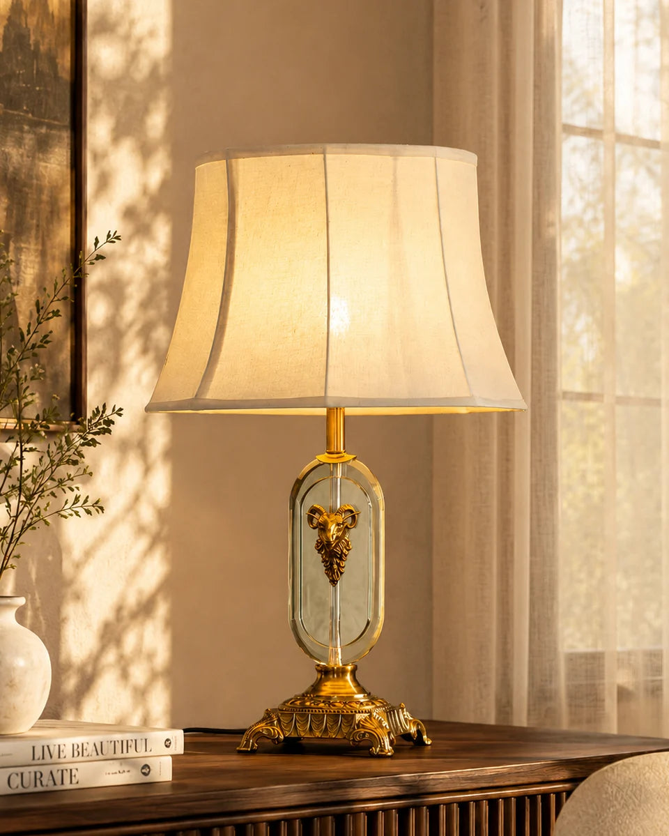 Royal Crest Glass & Brass Table Lamp 