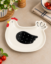 Hen Polka Dot Serving Platter - White