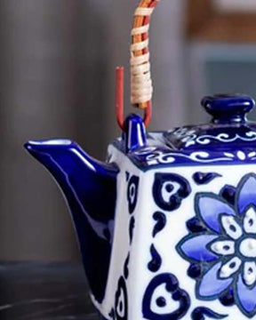 Classic Blue & White Teapot - The Decor Kart 