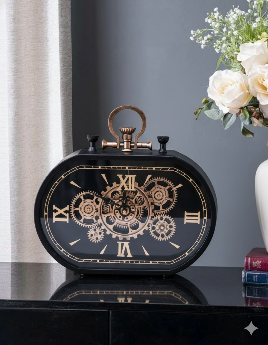 Gear Analog Ellipse Table Clock 