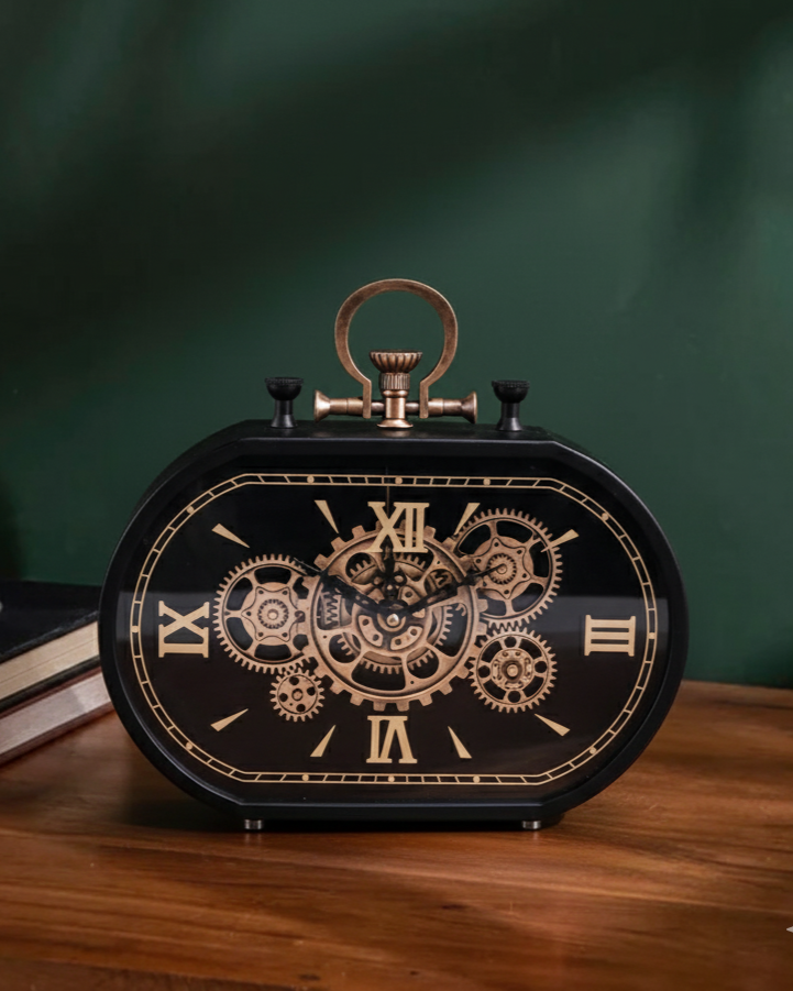 Gear Analog Ellipse Table Clock 