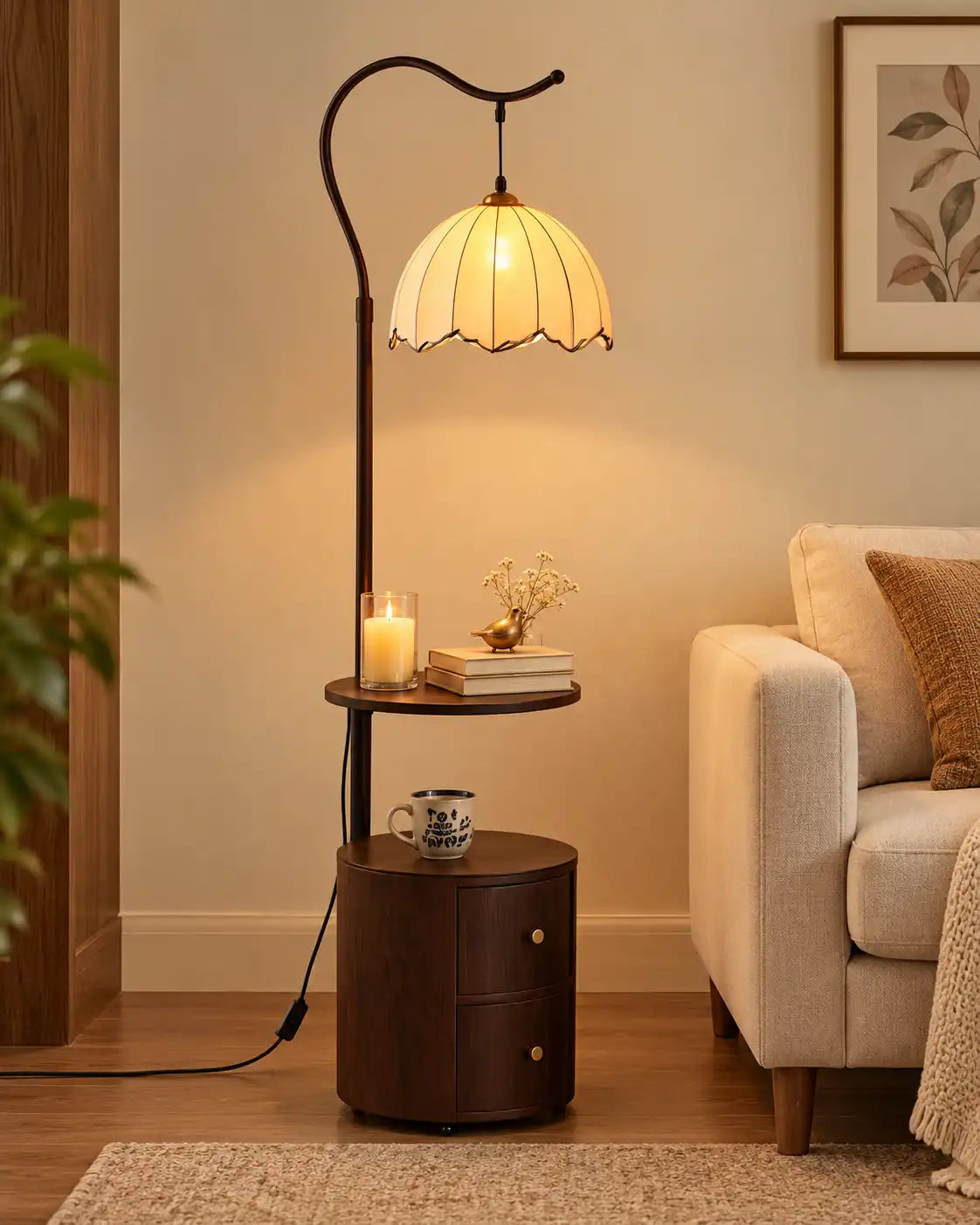 The Cylindrical Oasis Side Table Floor Lamp