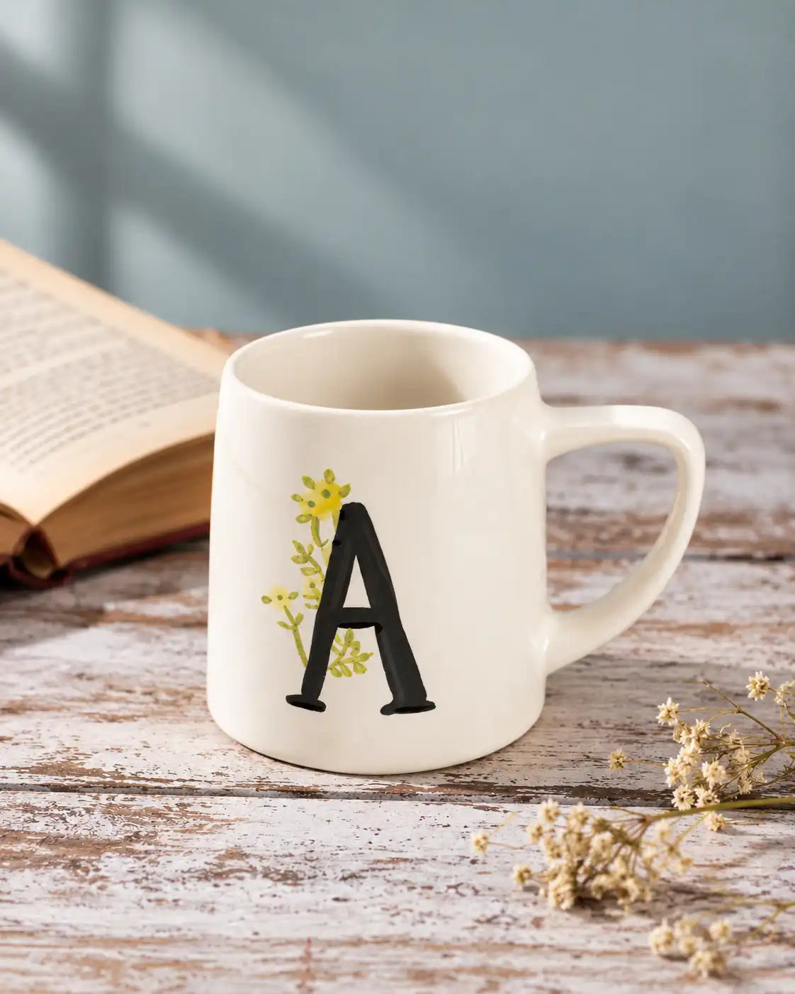 Monogram A Botanical Ceramic Mug