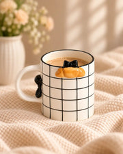 Parisian Black Grid & Bow Ceramic Mug