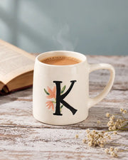 Monogram Letter K Botanical Ceramic Mug