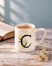 Monogram Letter C Botanical Ceramic Mug