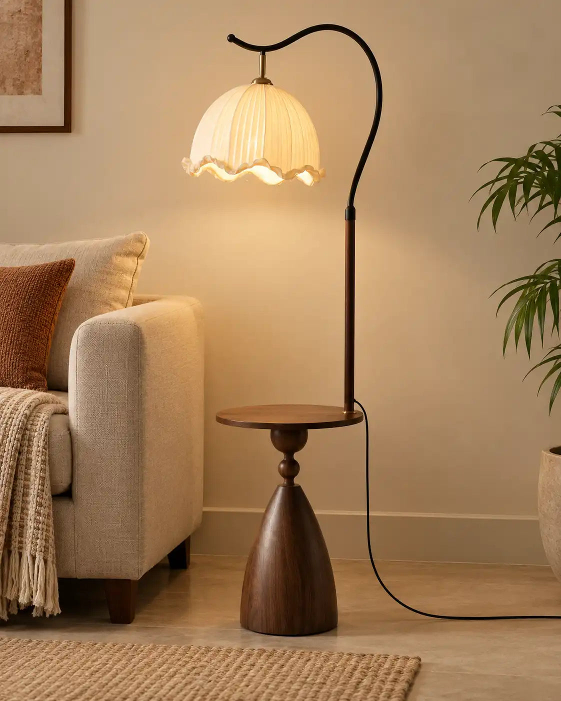 The Pedestal Fluted Side Table Floor Lamp