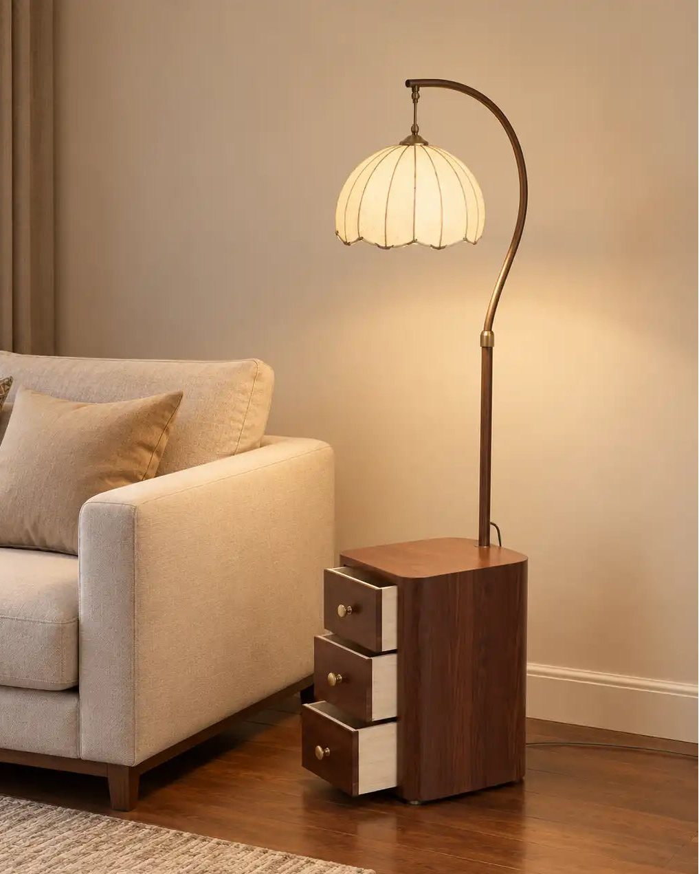 The Tri-Drawer Side Table Floor Lamp