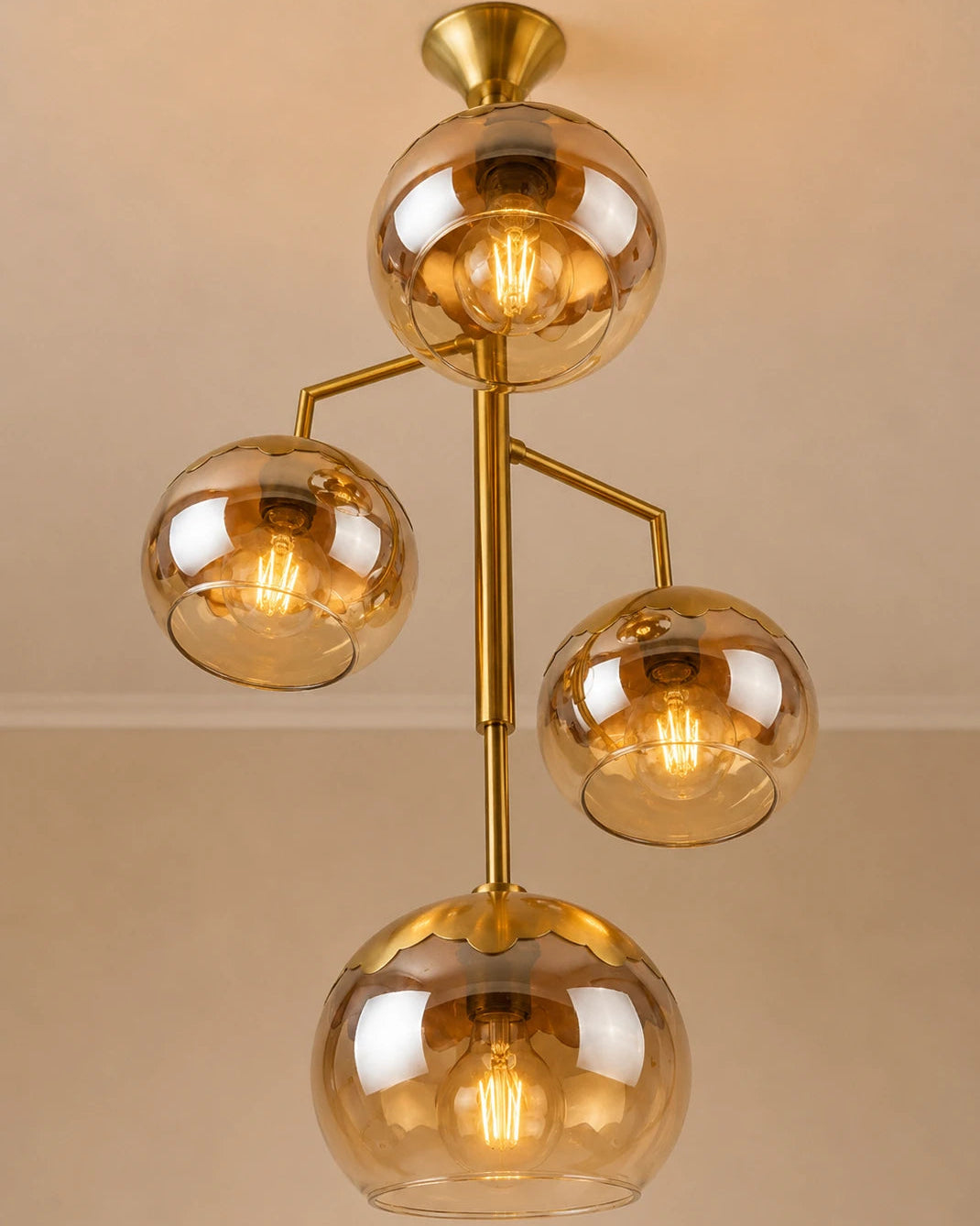 Amber Orb Branch Pendant Light