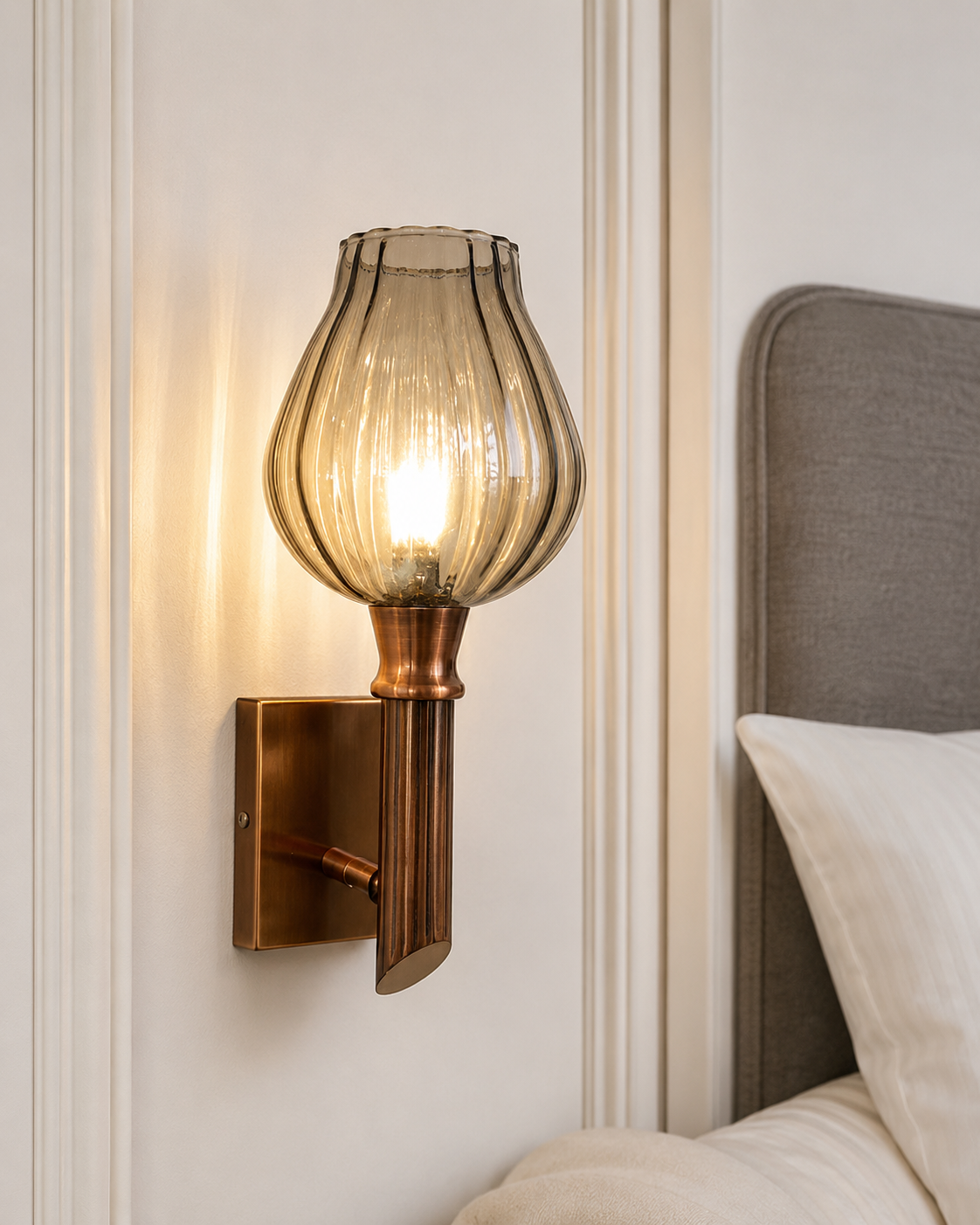 Rivelle Rose Glass Wall Light - Smoke
