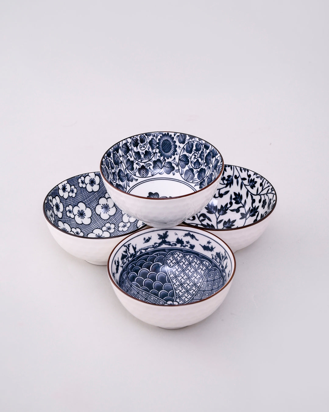 Blue & White Mingled Katori - Set Of 4 