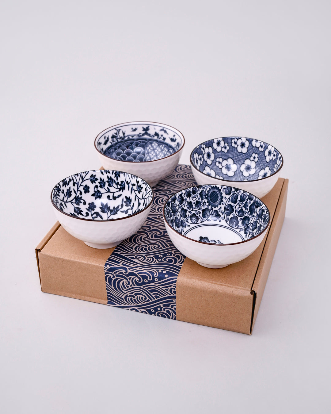 Blue & White Mingled Katori - Set Of 4 