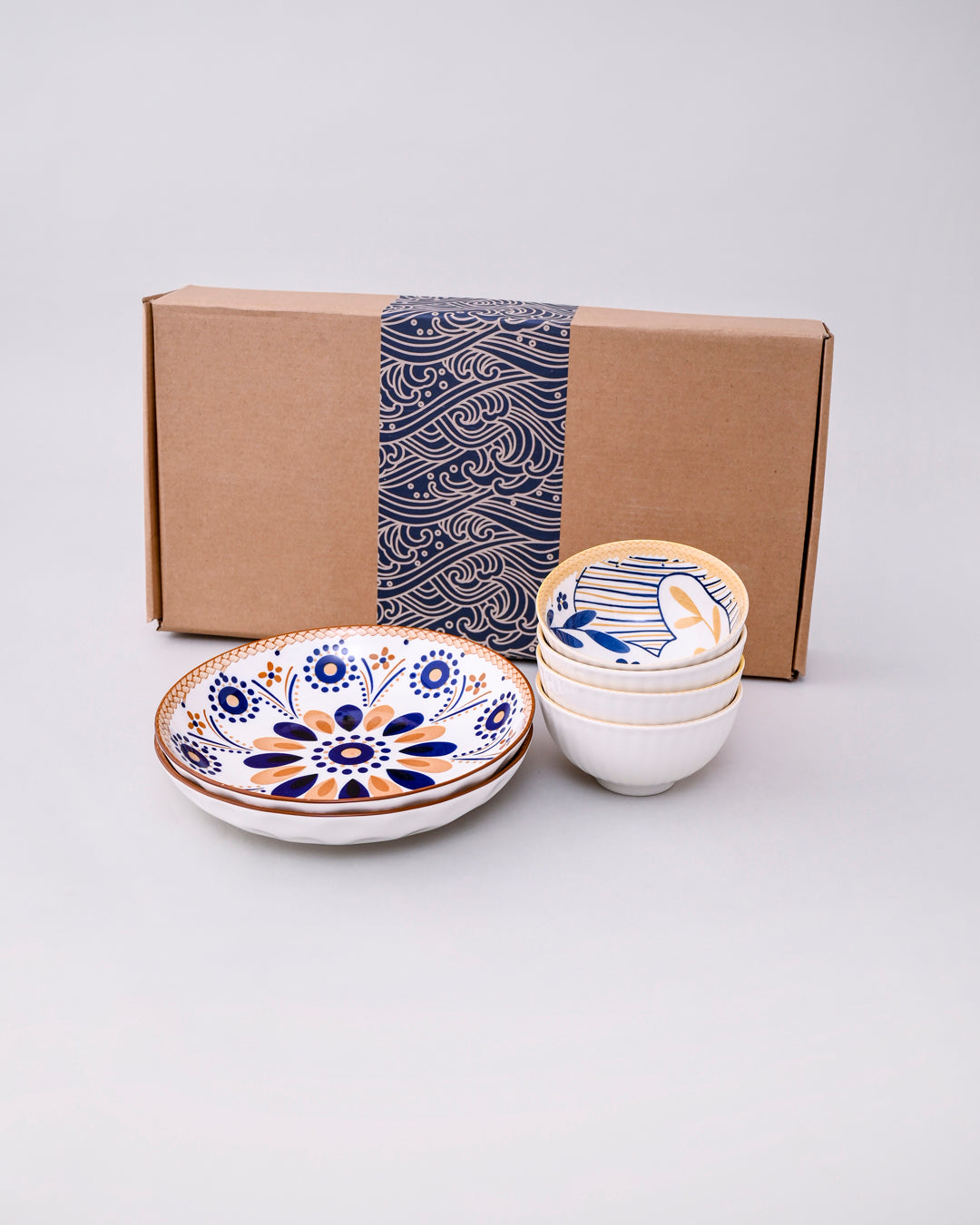 Indigo Artisan Katori & Pasta Bowl - Set Of 6