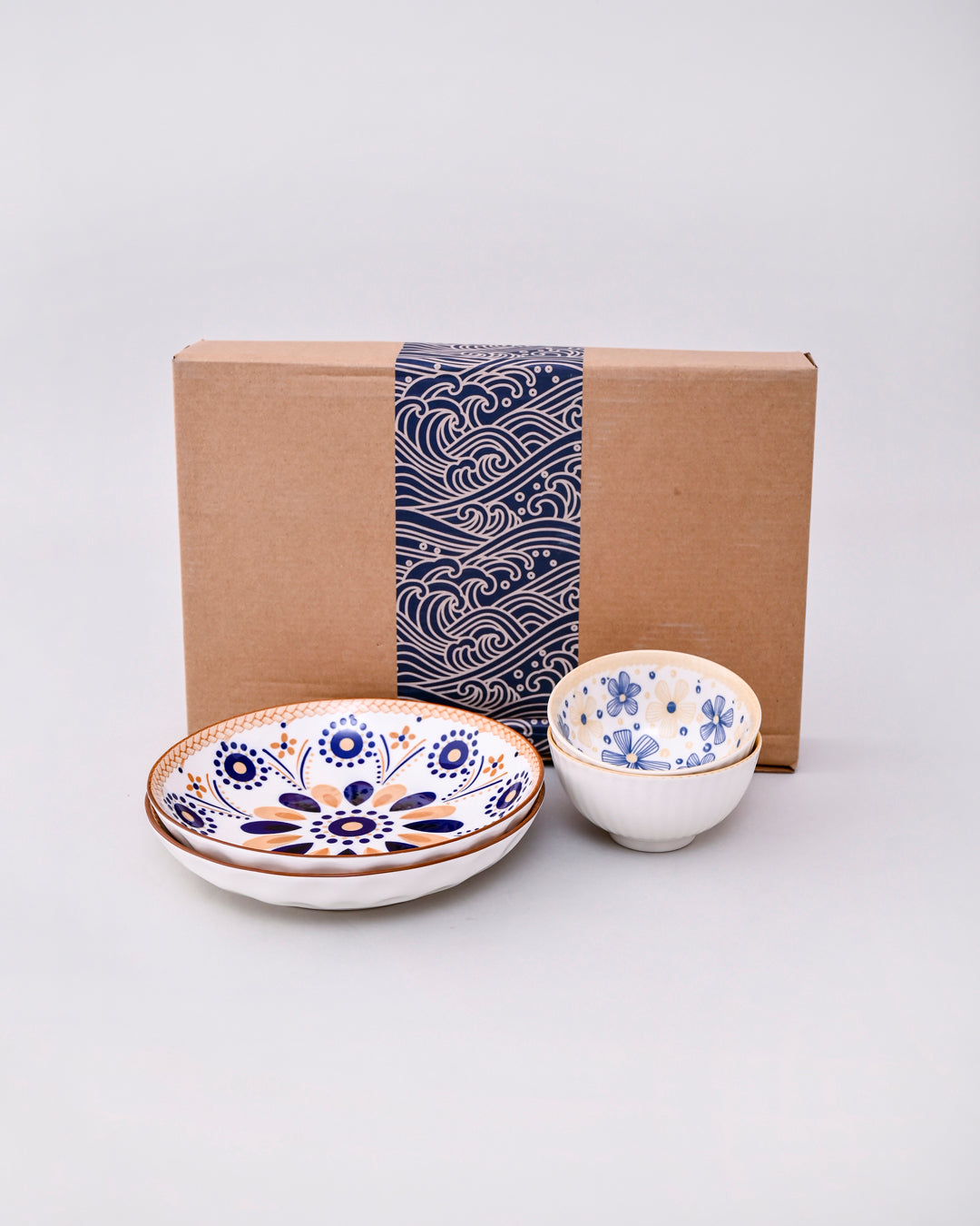 Indigo Artisan Katori & Pasta Bowl - Set Of 4 