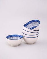 Indigo Bloom Ceramic Katori - Set Of 6 
