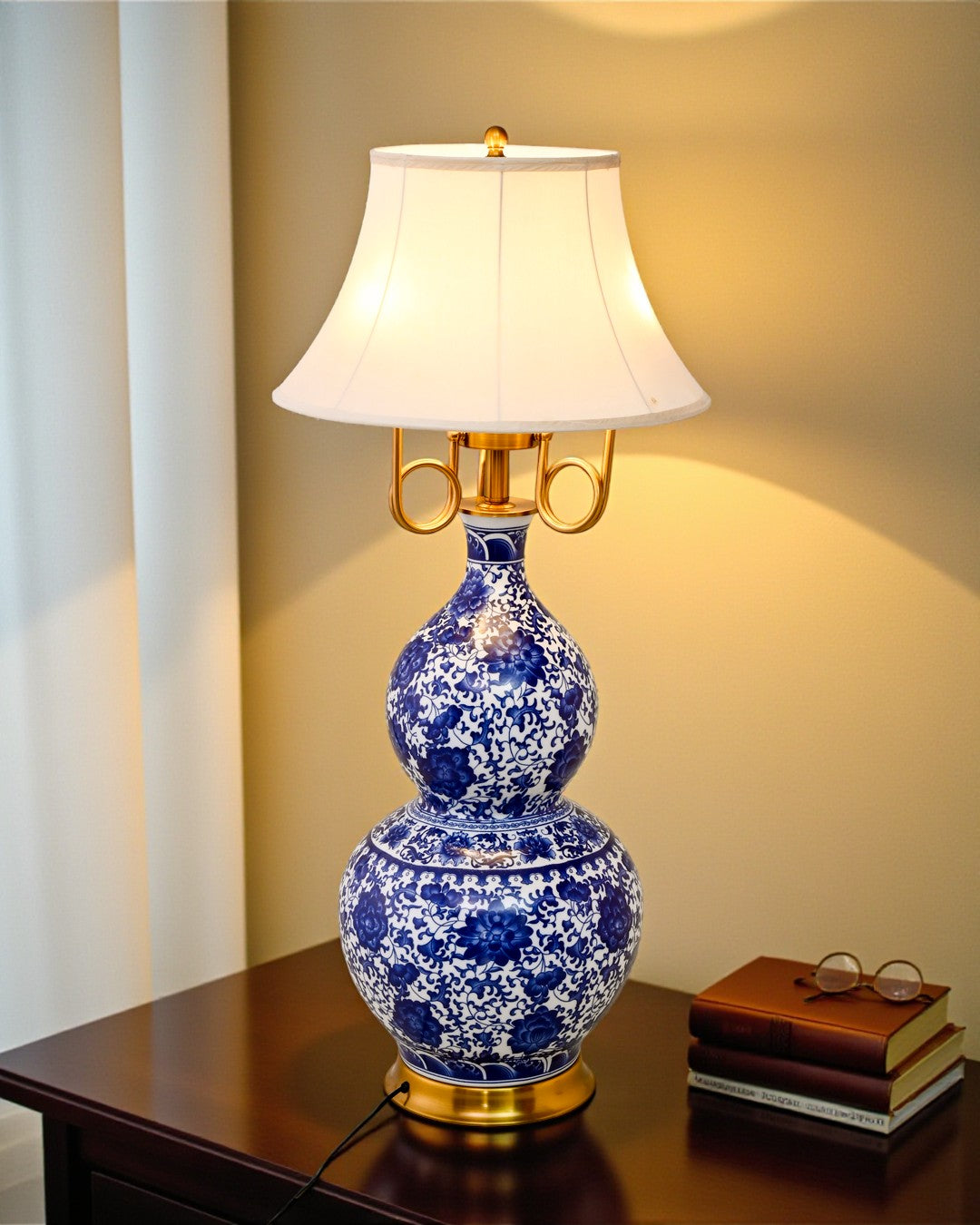 Blue and White Double Gourd Table Lamp 