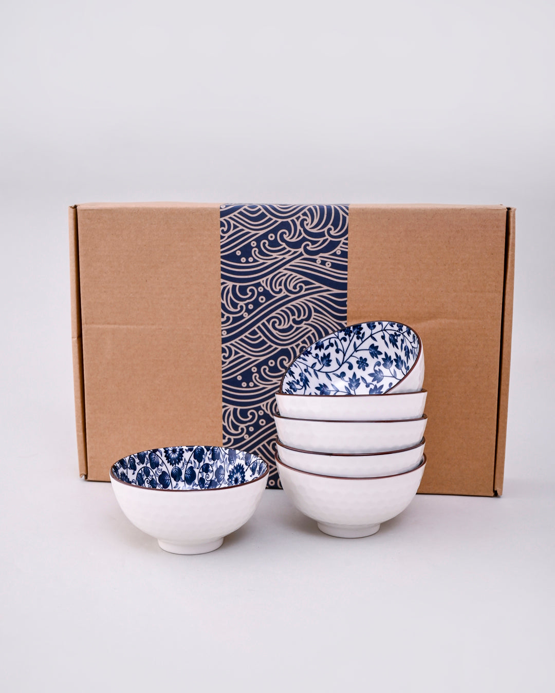 Blue & White Mingled Katori - Set Of 6 