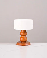 All White Ice Cream Bowl with Wooden Base - Small 