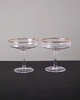 Golden Rim Ribbed Coupe Glass - Set of 2 