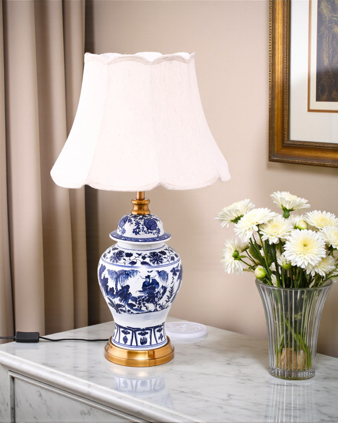 Imperial Carriage Blue & White Table Lamp 