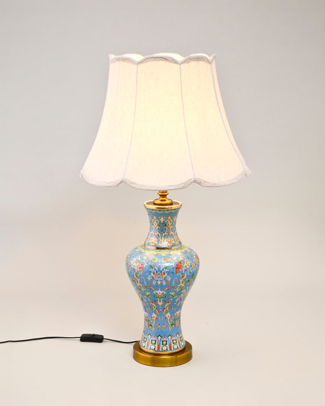 Majestic Enamel Cloisonne Flower Table Lamp 