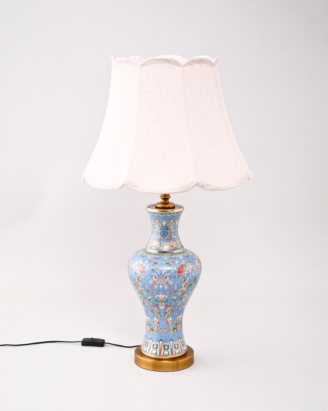 Majestic Enamel Cloisonne Flower Table Lamp 