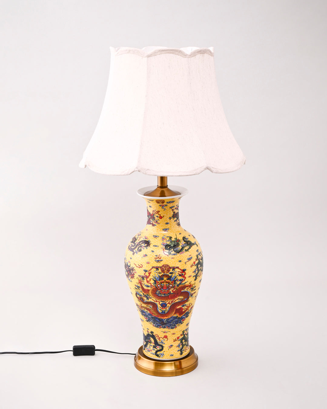 Dragon Motifs Symbolizing Ceramic Table Lamp 