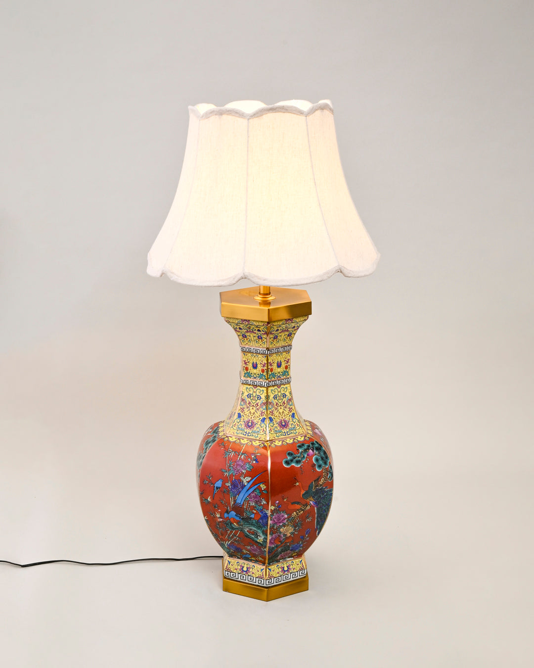 Midnight Bird Motifs Cloisonne Table Lamp 