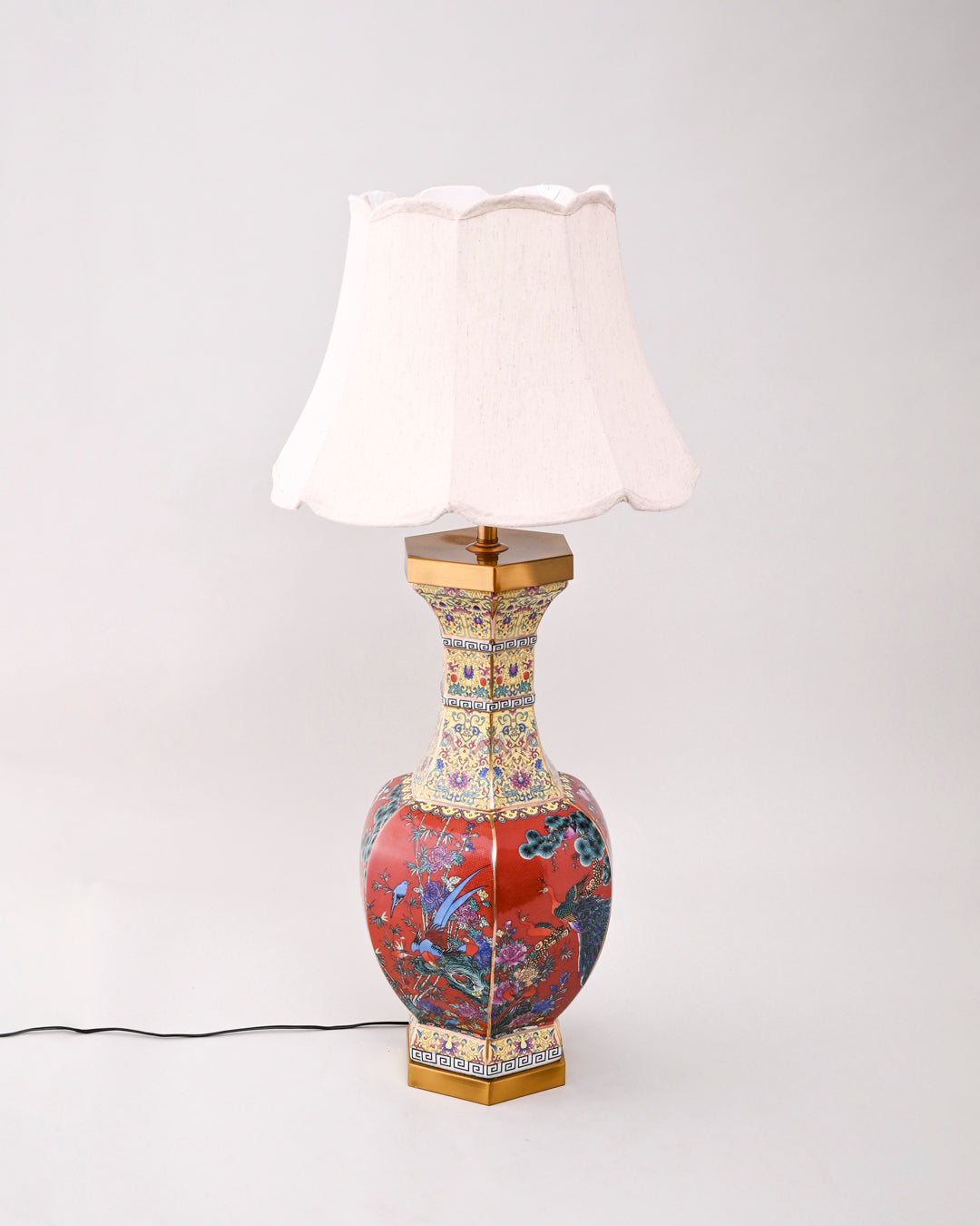 Midnight Bird Motifs Cloisonne Table Lamp 