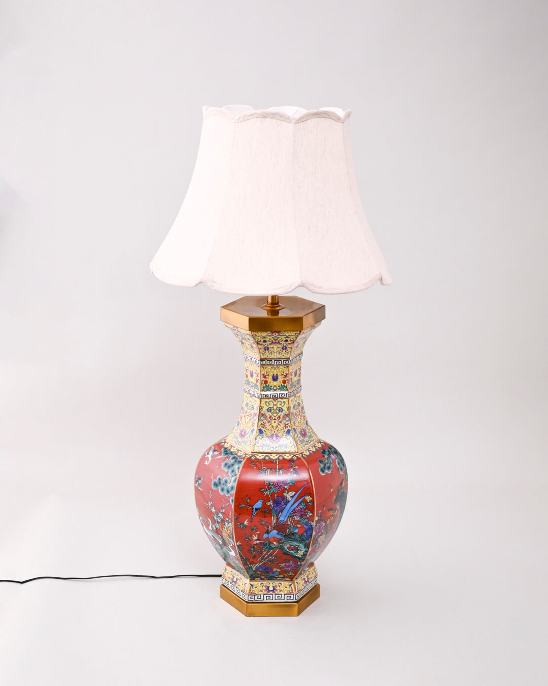 Midnight Bird Motifs Cloisonne Table Lamp 