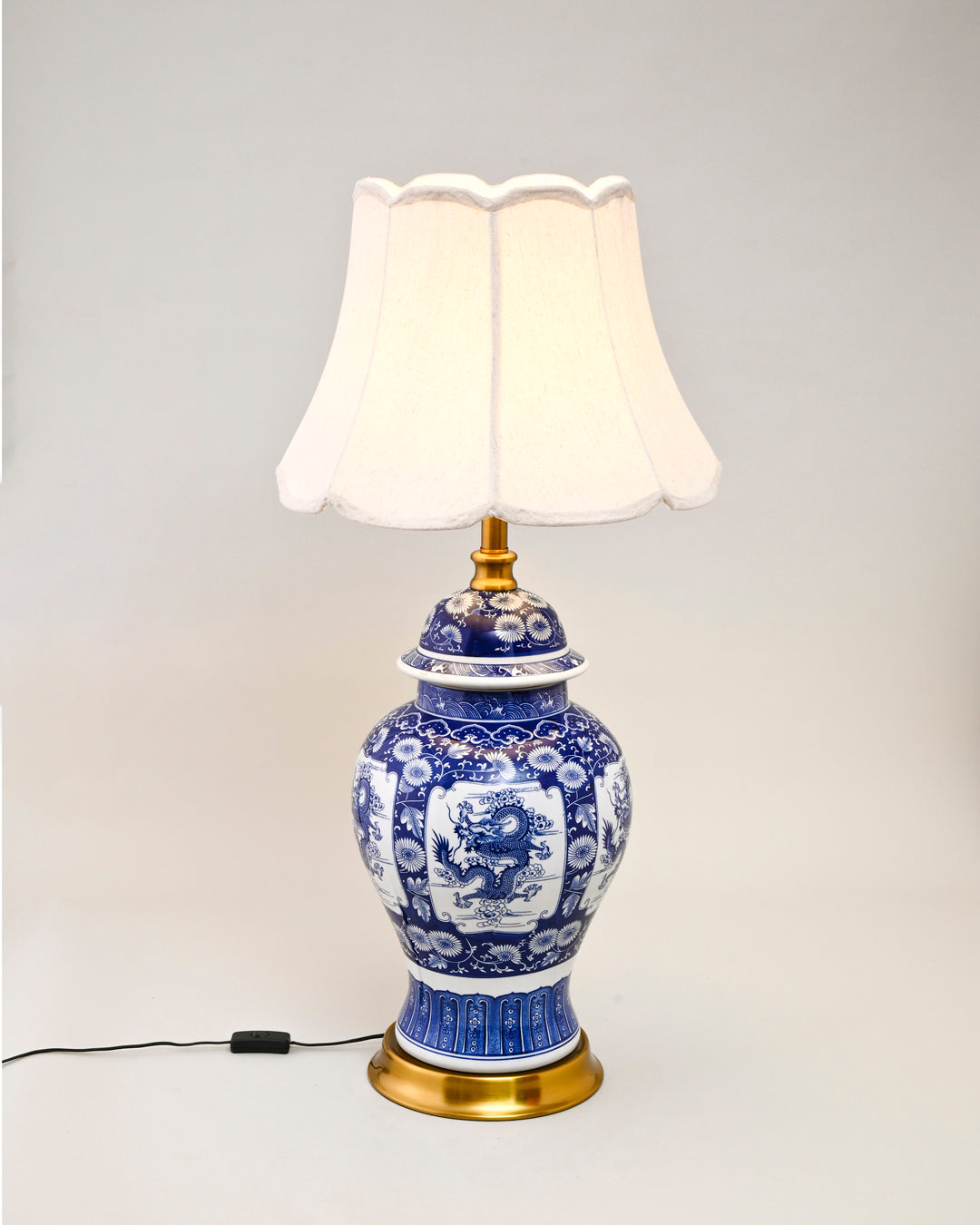 Guardian Dragon Blue & White Table Lamp 