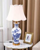 Oriental Mountain & Pavilion Bone China Table Lamp 