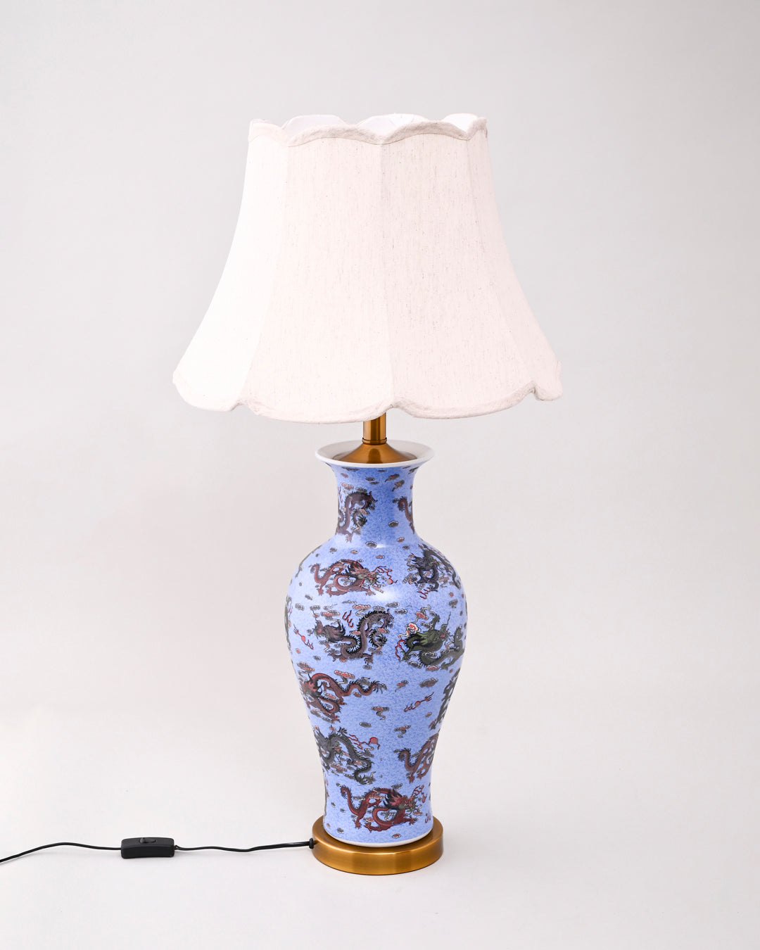 Dragon Motifs Symbolizing Bone China Table Lamp 