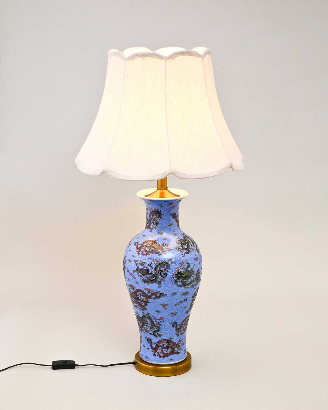 Dragon Motifs Symbolizing Bone China Table Lamp 
