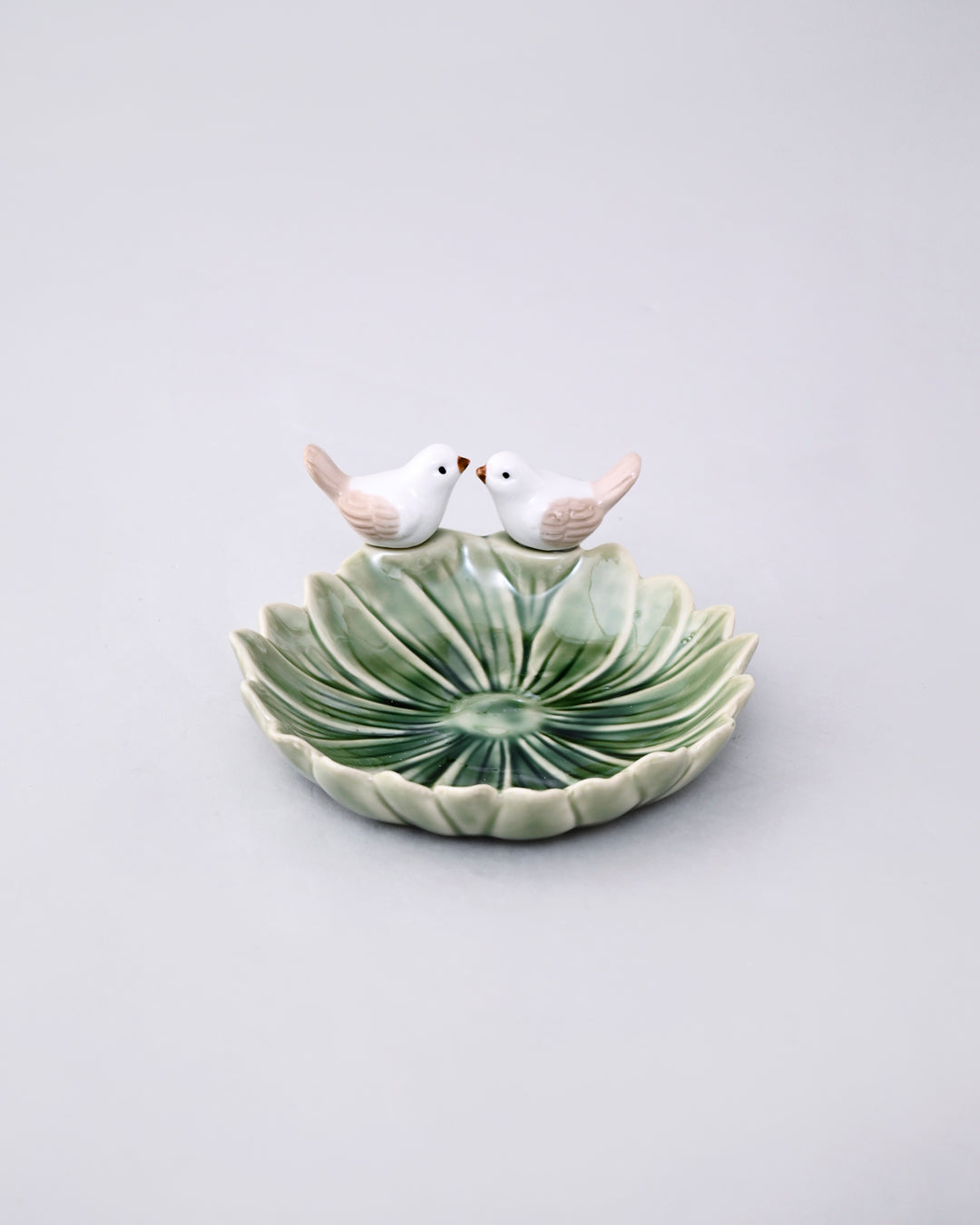 Lovebirds Ceramic Ring Dish - Green 