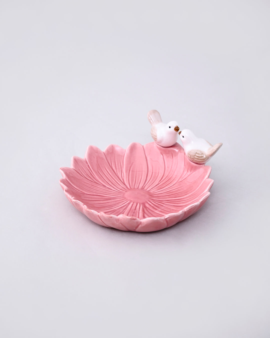 Lovebirds Ceramic Ring Dish - Pink 