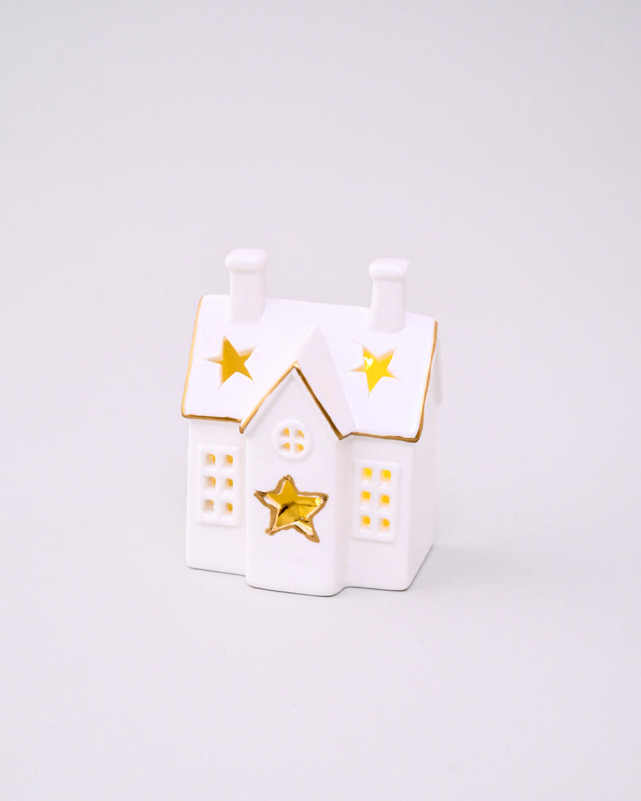 White Serenity Cottage Tealight Holder & Sculpture 