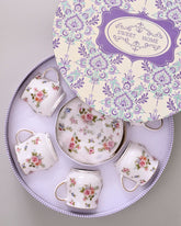 Wildflower Symphony Tea Cup With Saucer - Set Of 6 