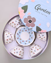 Royal Flora Golden Rim Tea Cup With Saucer - Set Of 6 