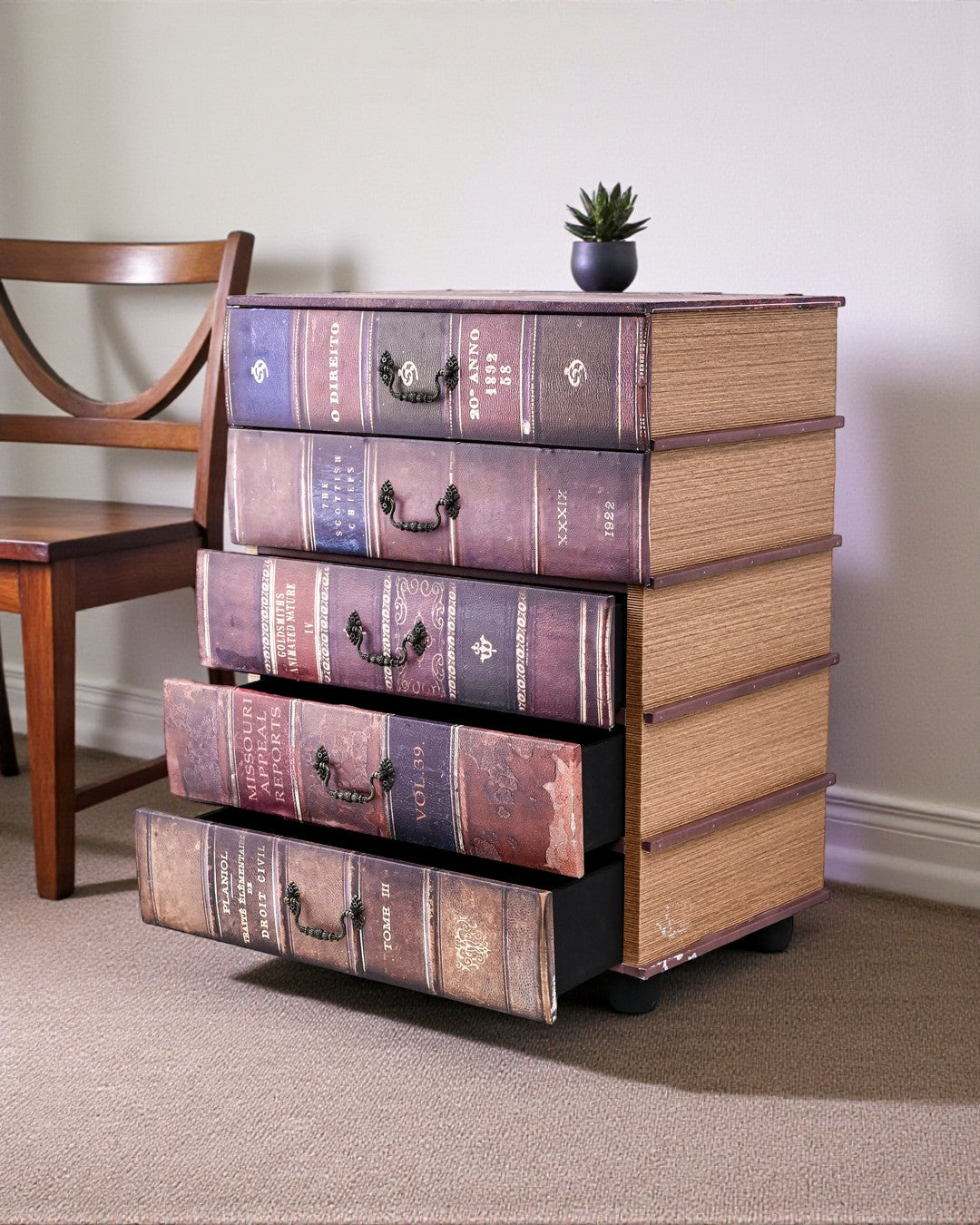 Vintage Library-Inspired 5-Drawer Storage Cabinet 