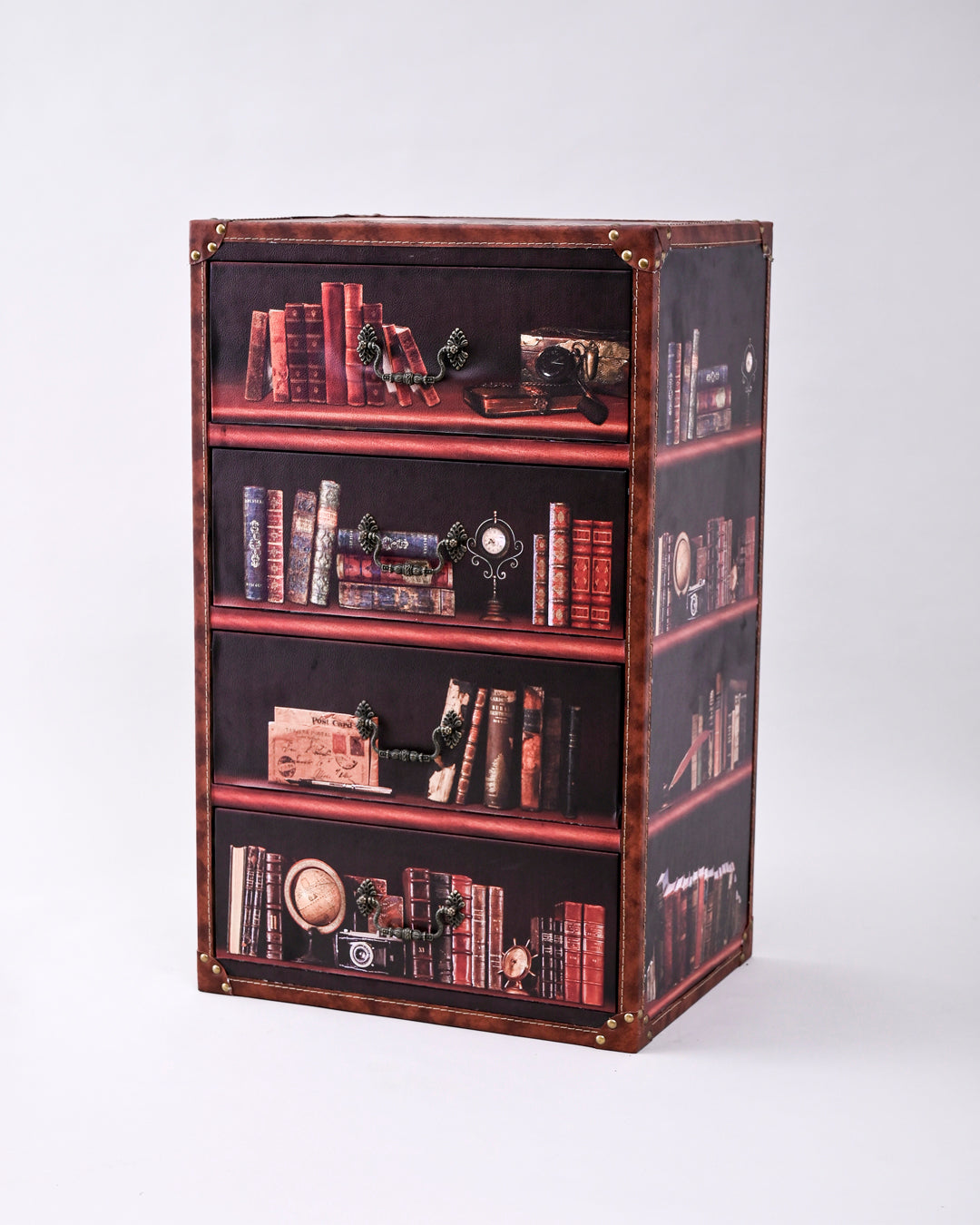Vintage Library-Inspired 4-Drawer Storage Cabinet 