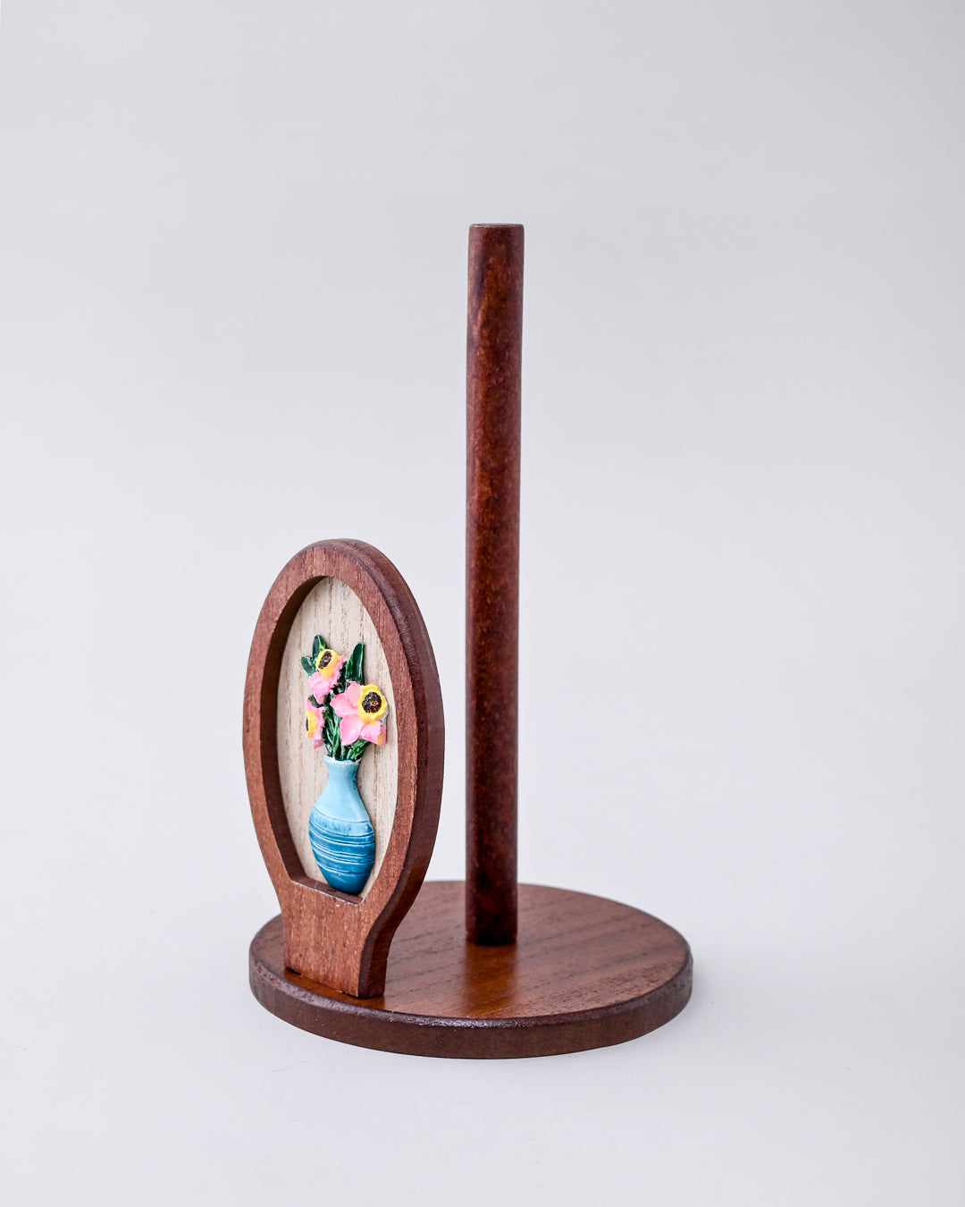 Floral Vase Wooden Tissue Holder 