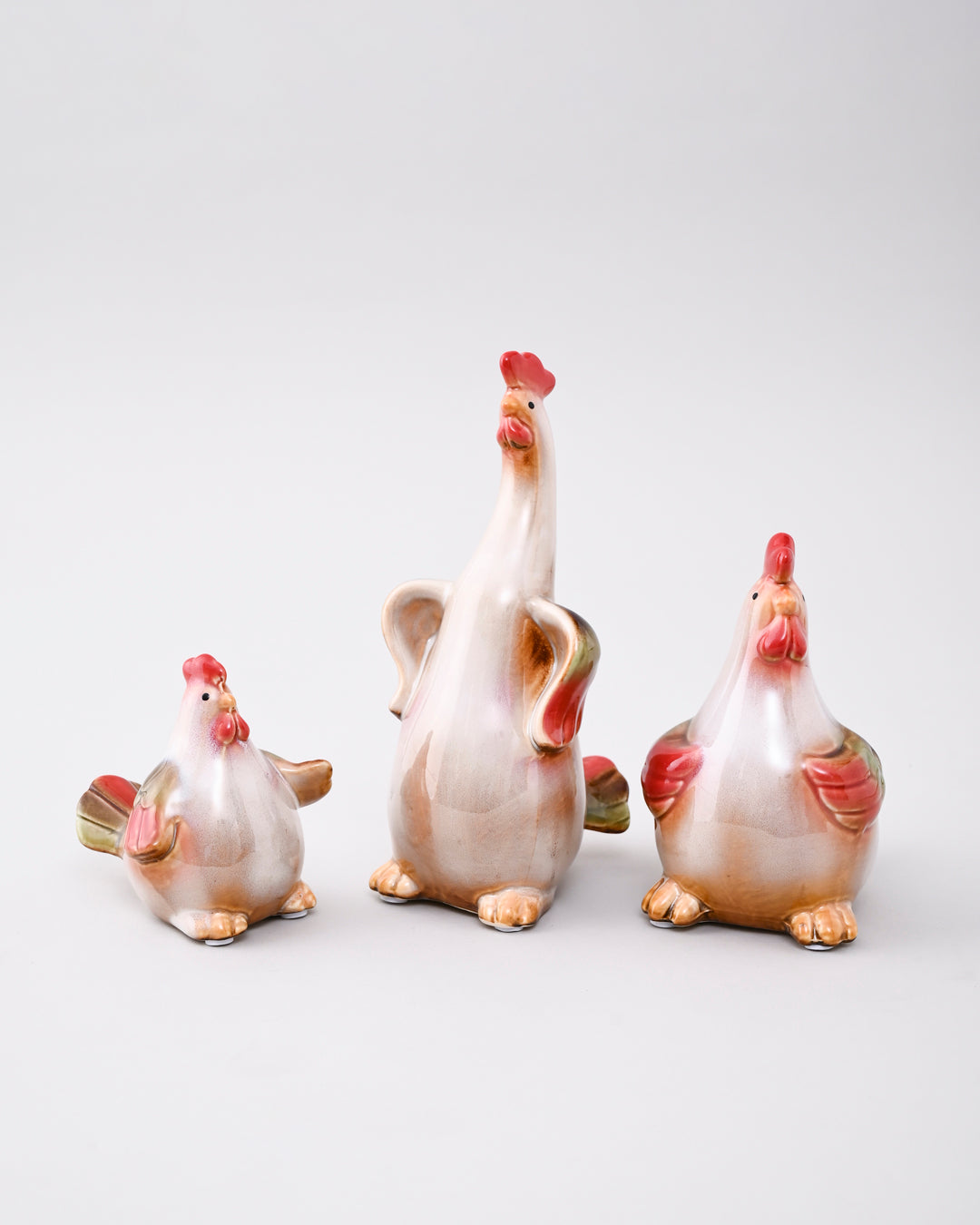Rustic Hen Family Decorative Figurines - Set Of 3 