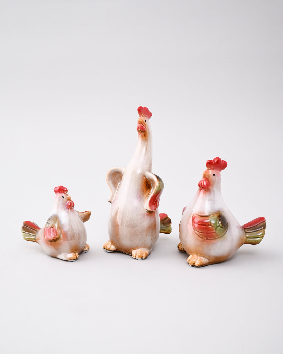 Rustic Hen Family Decorative Figurines - Set Of 3 