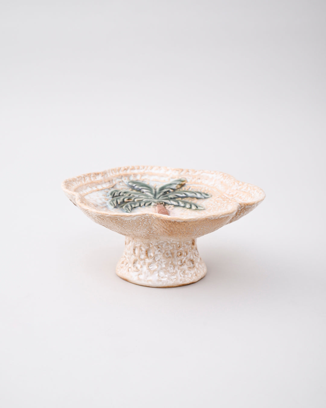 Palm Breeze Textured Footed Bowl 