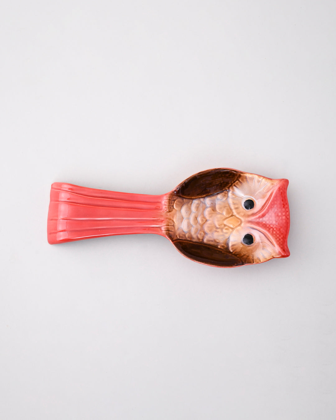 Scarlet Owl Ceramic Spoon Rest - Red 