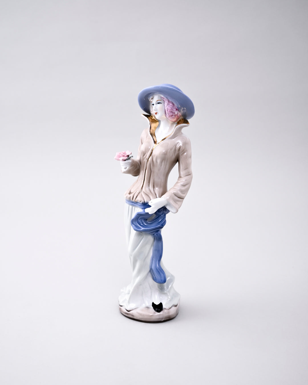 Victorian Lady With Blue Scarf - Fine Porcelain Figurine 