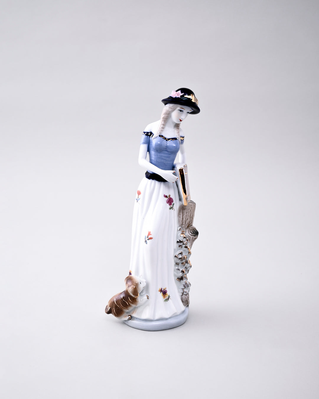 Elegant With Loyal Companion - Fine Porcelain Figurine 