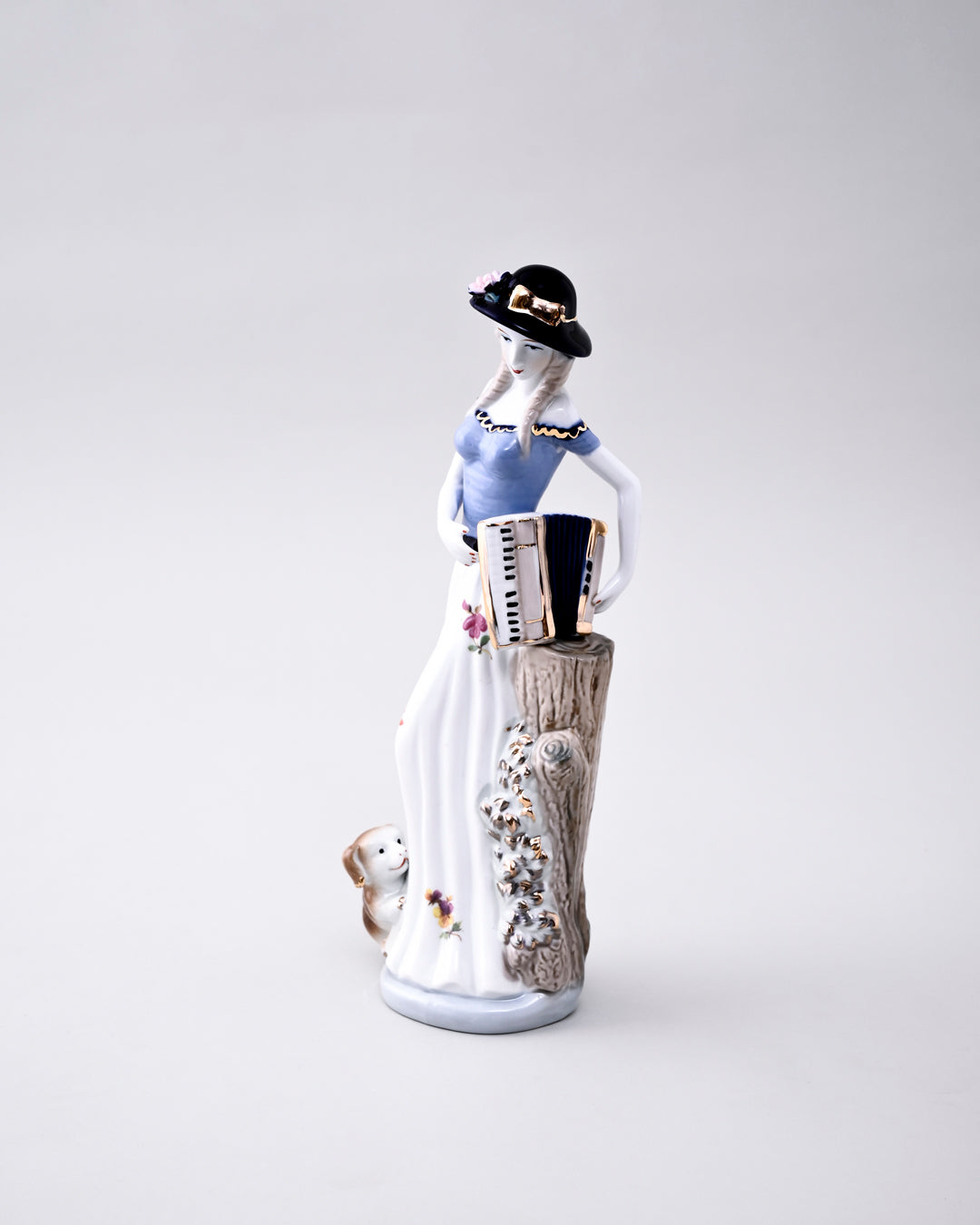 Elegant With Loyal Companion - Fine Porcelain Figurine 