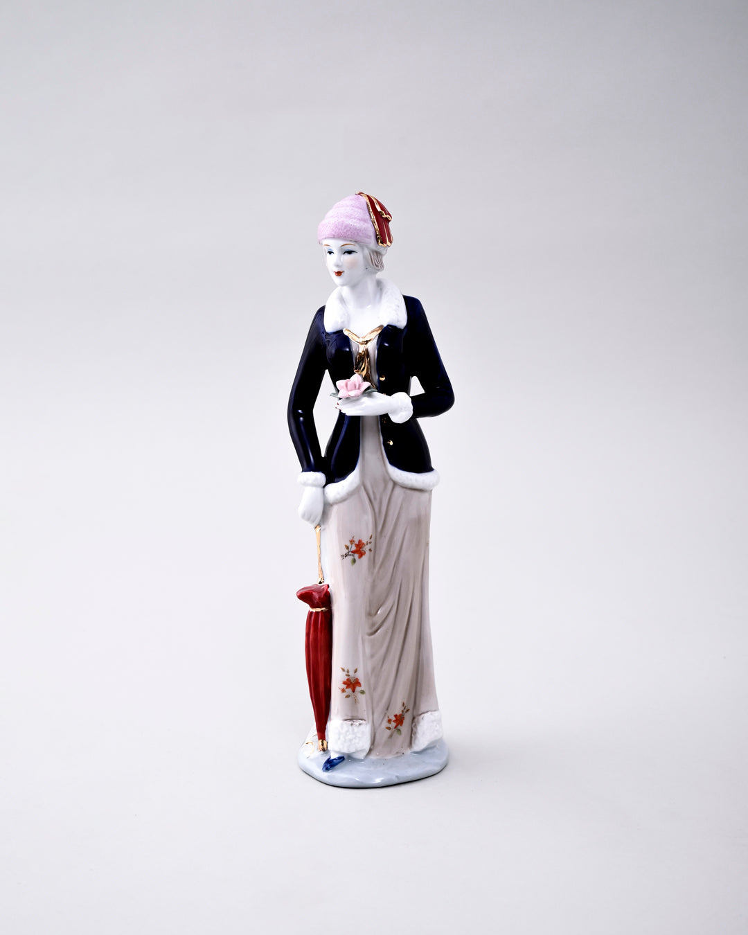 Victorian Lady With Umbrella - Fine Porcelain Figurine 